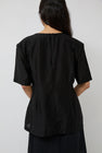 Amomento Silk Oversized Half Shirt in Black