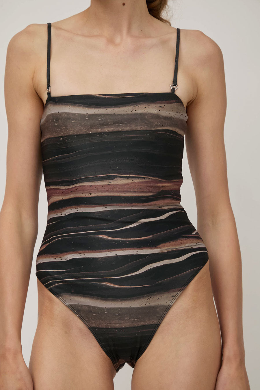 Hakea Straight Mallot One Piece in Wood Grain Print