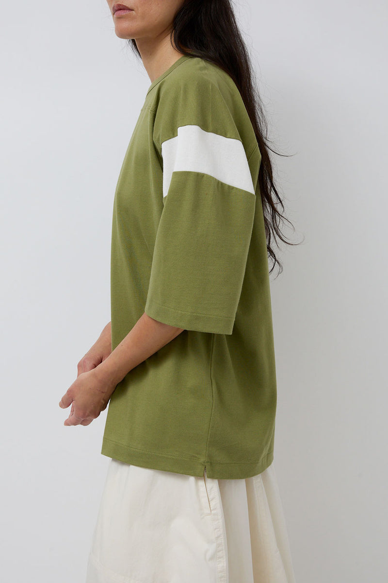 YMC Skate T Shirt in Green and White